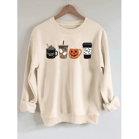 Women'S Halloween Fashion Printed Sweatshirt, Casual Crew Neck Polyester Blend ( - Picture 1 of 3